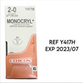 ETHICON Y417H MONOCRYL (Poliglecaprone 25) Suture UNDYED MONOFILAMENT 27" (70 cm) 36/BOX EXP 2023 07