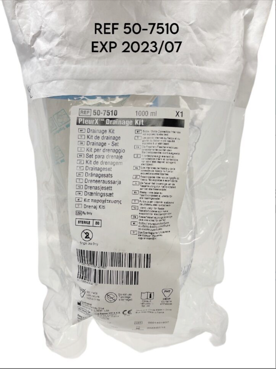 CAREFUSION 50-7510 PleurX Drainage Kit EXP 2023 07