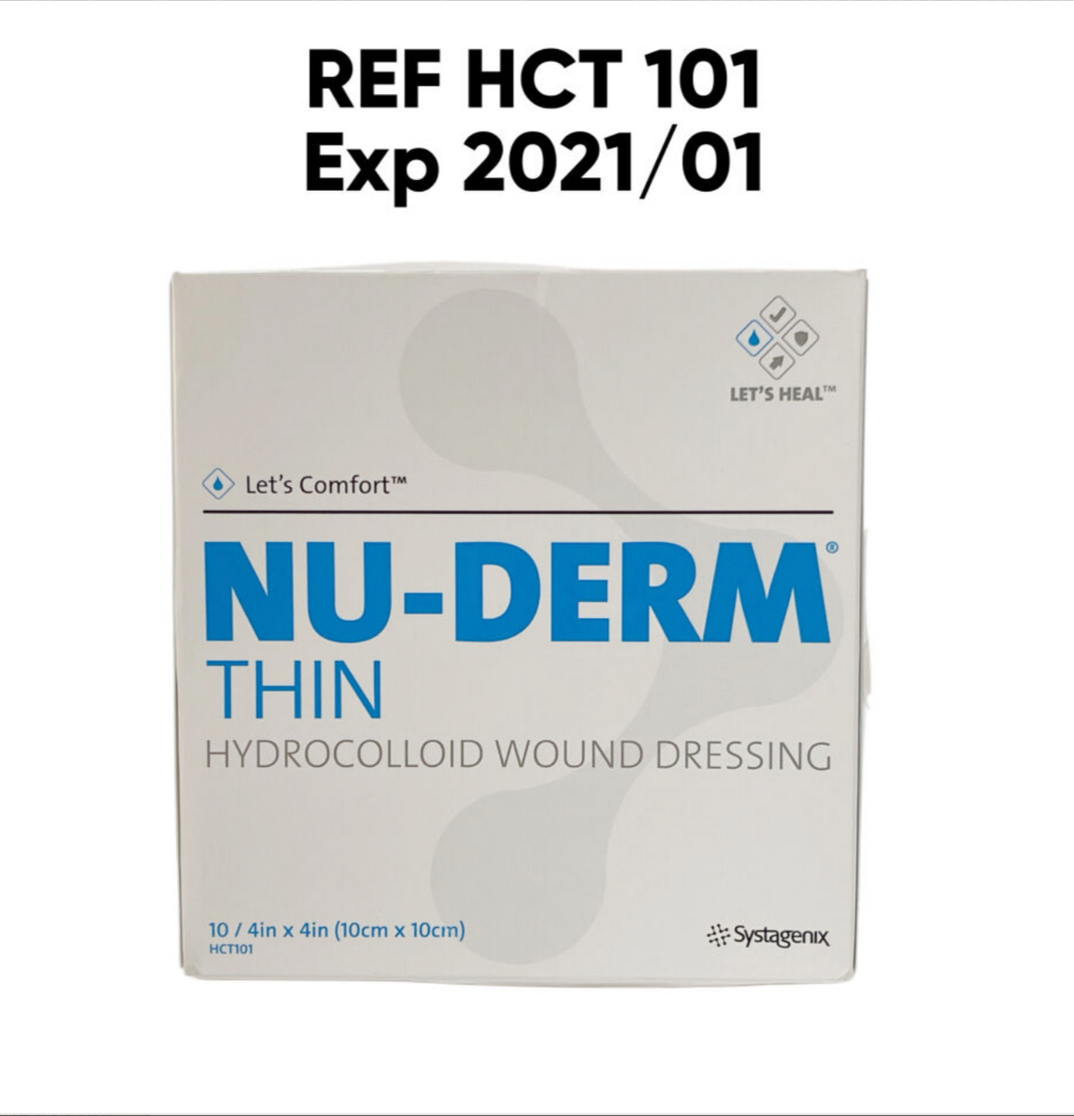 SYSTAGENIX HCT 101 HYDROCOLLOID WOUND DRESSING 10/PACK 4in x 4in EXP 2021 01