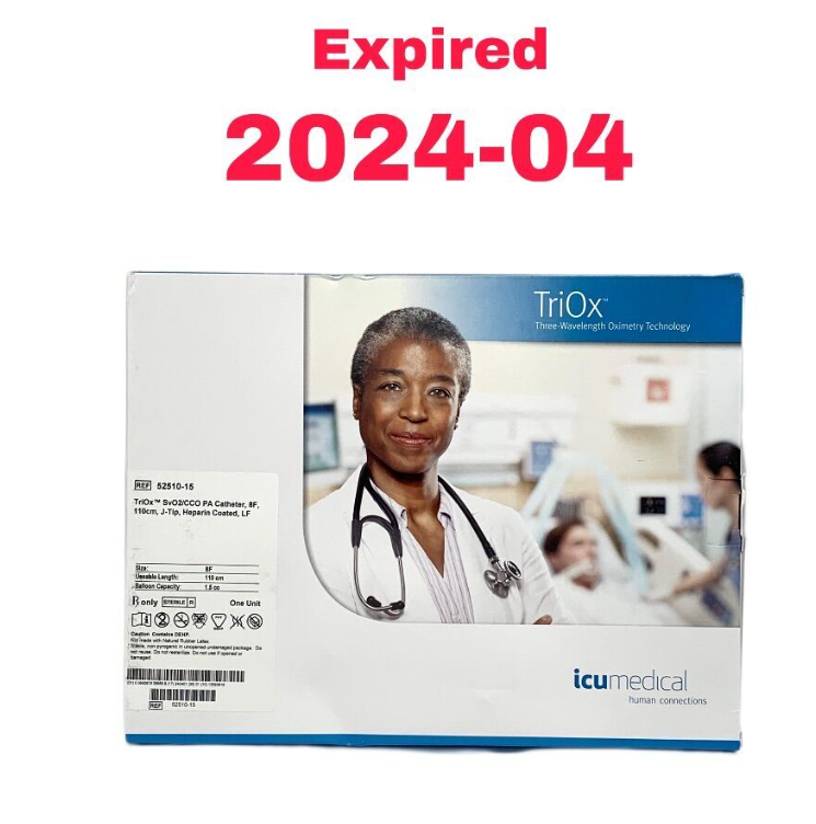 ICU MEDICAL 52510-15 TriOx Sv02/CCO PA Catheter 8F 110cm J-Tip Heparin Coated LF Expired 2024 04