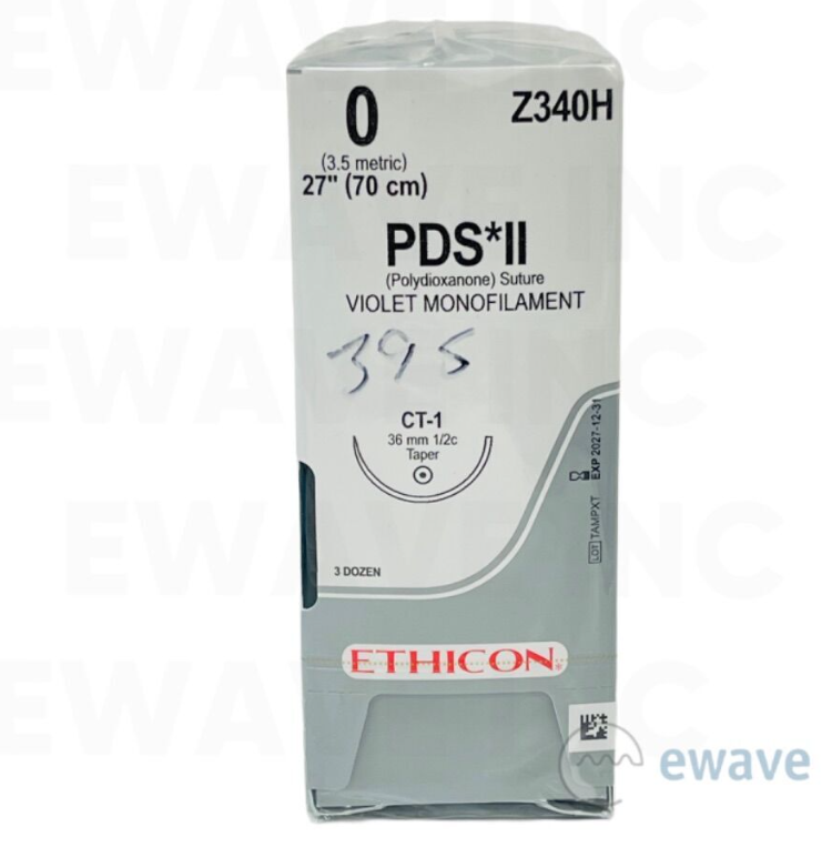 ETHICON Z340H PDS II (Polydioxanone) Suture 0 Z340H (3.5 metric) 27" (70 cm)  EXP 2027 12