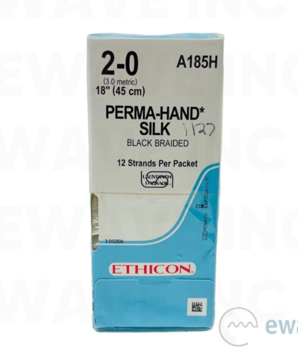 ETHICON A185H PERMA-HAND SILK SUTURE 2-0 A185H (3.0 metric) 18" (45 cm) EXP 2026 03