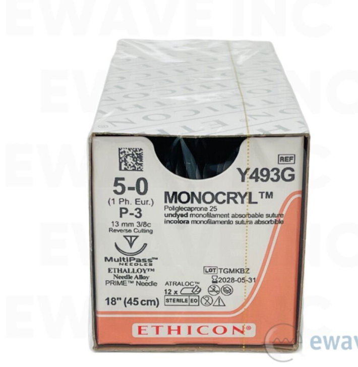 ETHICON 493G MONOCRYL SUTURE 5-0 (1 Ph. Eur.) P-3 18'' EXP 2028 05