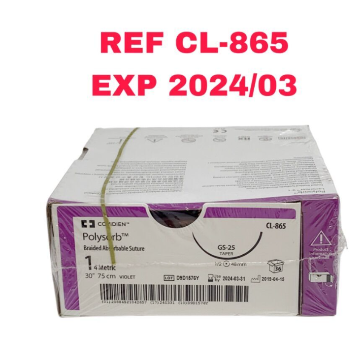 COVIDIEN CL-865 polysorb braided absorbable suture 1 4 Metric 30" EXP2024 03