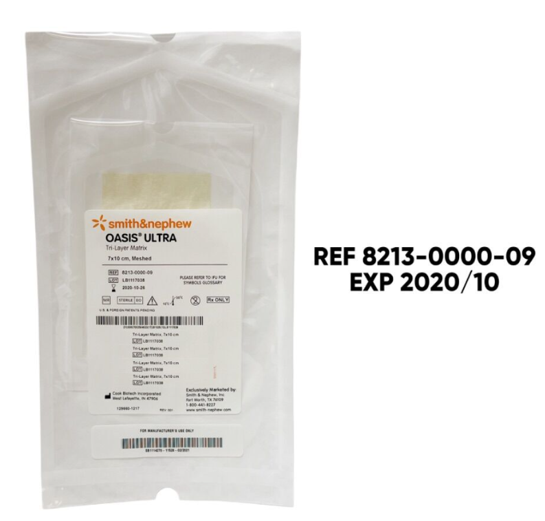 SMITH & NEPHEW 8213-0000-09 OASIS ULTRA Tri-Layer Matrix 7x10 cm Meshed EXP 2020 10