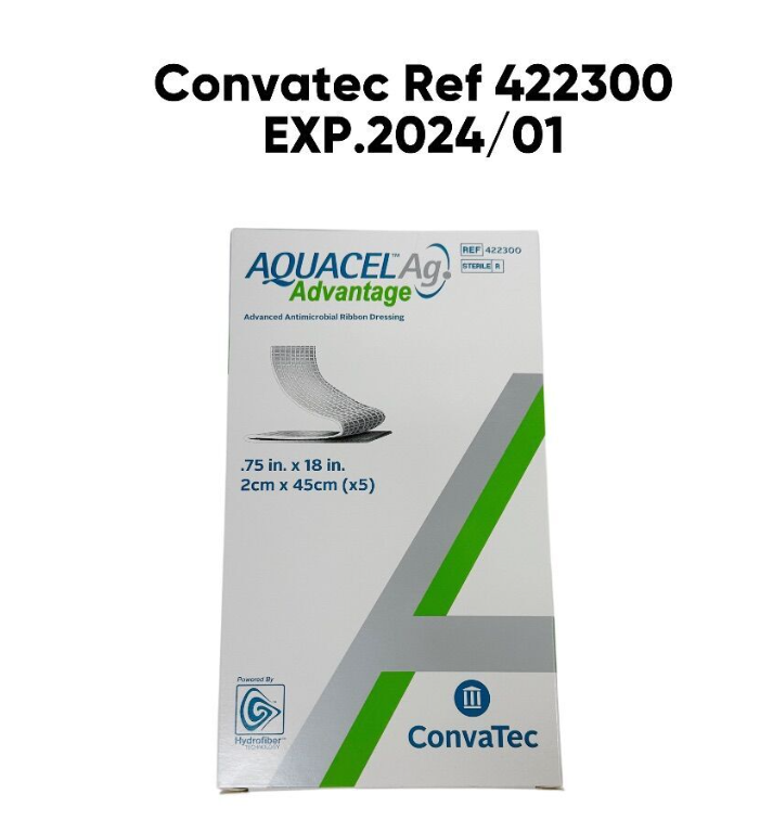 CONVATEC 422300 AQUACEL Advantage Advanced Antimicrobial Ribbon Dressing 5/BOX EXP. 2024 01