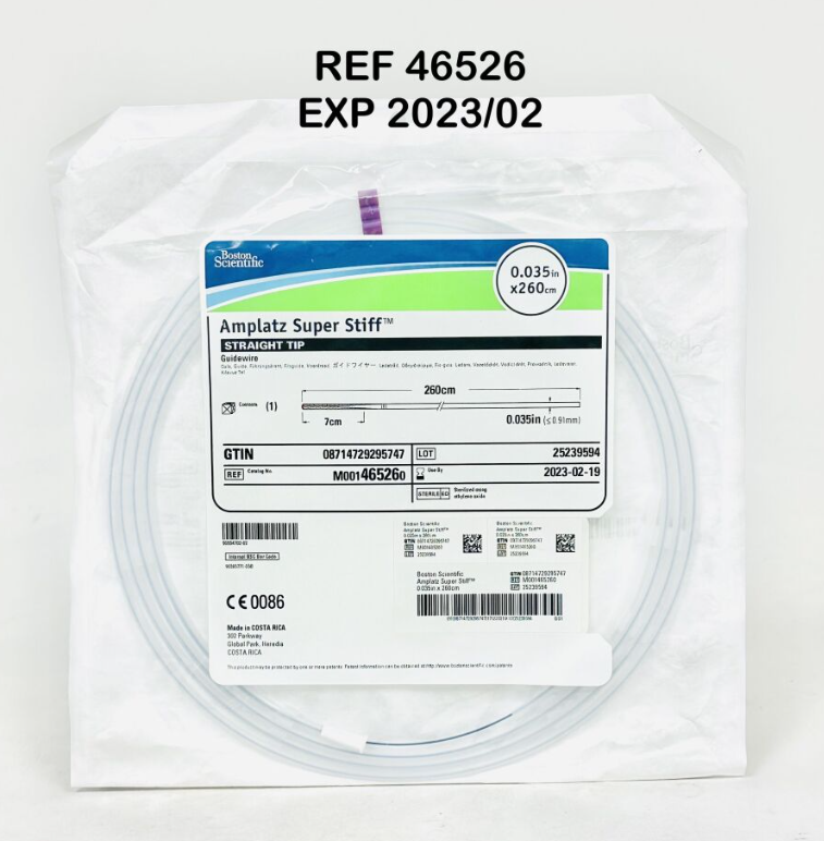 BOSTON SCIENTIFIC 46526 Amplatz Super Stiff STRAIGHT TIP GUIDEWIRE 0.035in X 260cm EXP.2023 02