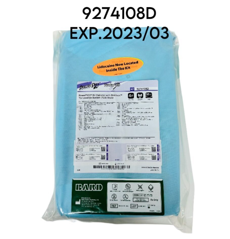 BARD 9274108D PowerPICC SV Catheter with Sherlock Tip Location System (TLS) Stylet 4F X 55cm ЕXР.2023 03