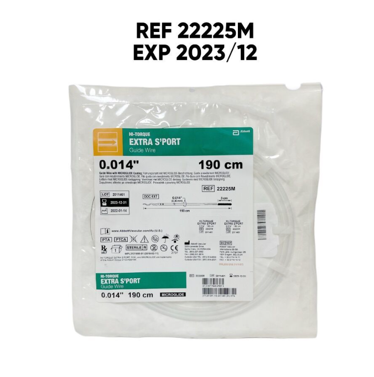 ABBOTT 22225M HI-TORQUE EXTRA S'PORT Guide Wire with MICROGLIDE Coating 0.014" X 190 cm EXP 2023 12