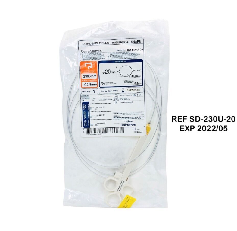 OLYMPUS SD-230U-20 SnareMaster DISPOSABLE ELECTROSURGICAL SNARE 2300mm length channel SIZE 2.8mm EXP 2022 05
