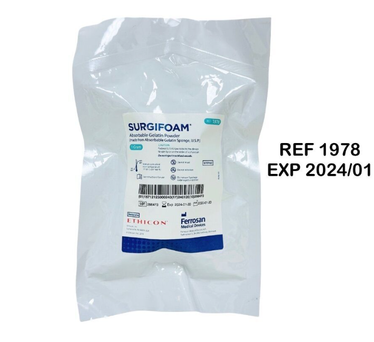 ETHICON 1978 SURGIFOAM Absorbable Gelatin Powder 1 GRAM  EXP 2024 01