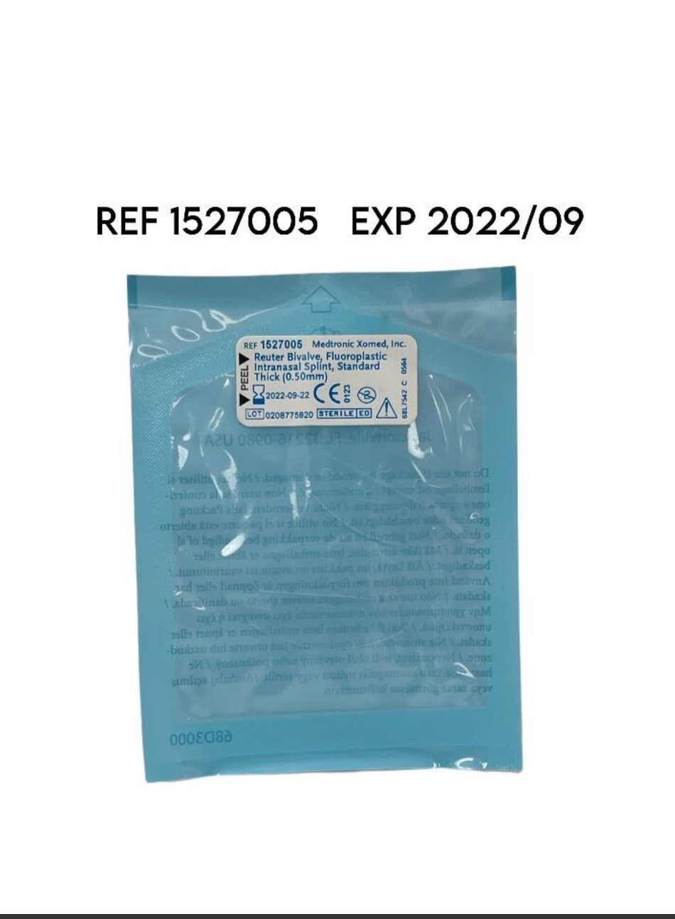 MEDTRONIC 1527005 REUTER BIVALVE FLPL INTRANASAL SPLINT THICK 0.50MM (PAIRED) EXP 2022 09