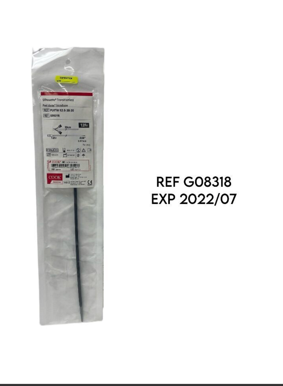 COOK MEDICAL G08318 Silhouette Transitionless Peel-Away Introducer 12 FR EXP 2022 07