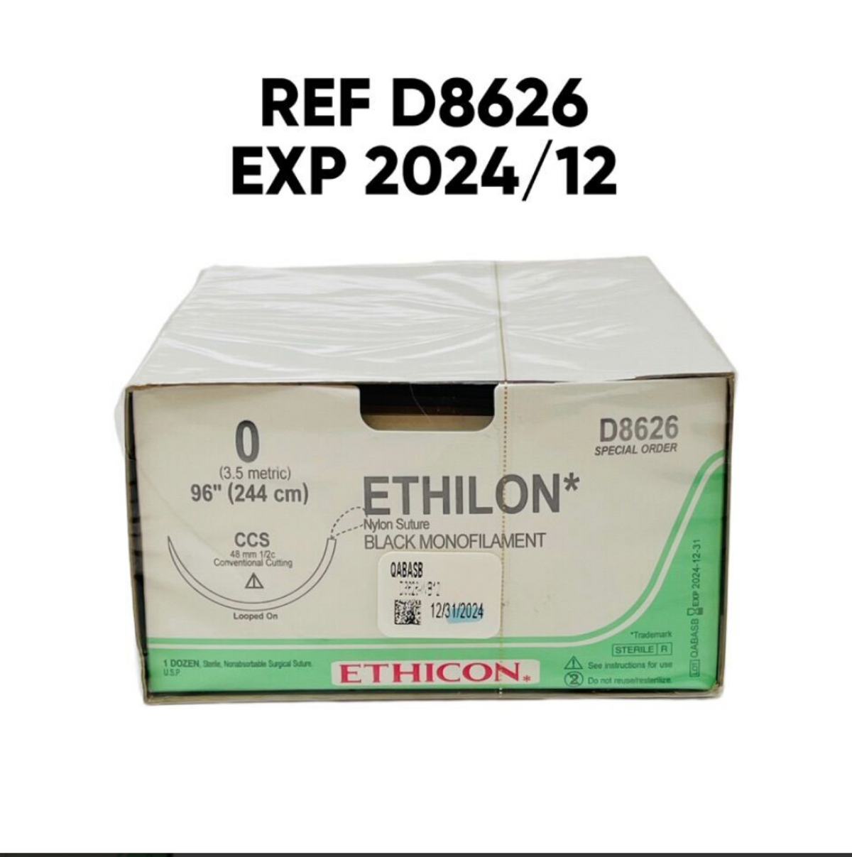 COVIDIEN D8626 ETHILON -Nylon Suture 0 (3.5 metric) 96
