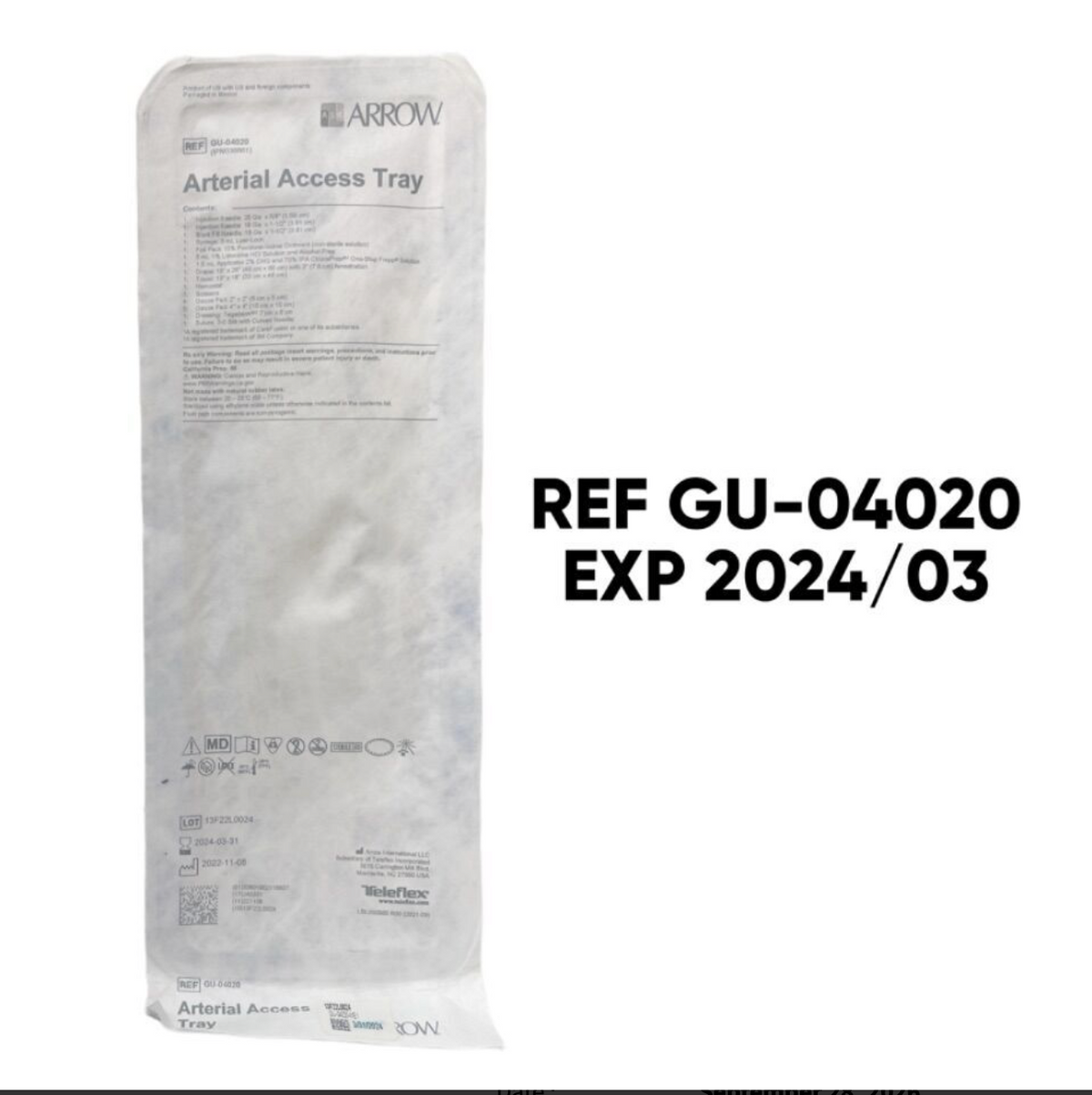 ARROW GU-04020 Arterial Access Tray EXP 2024 03