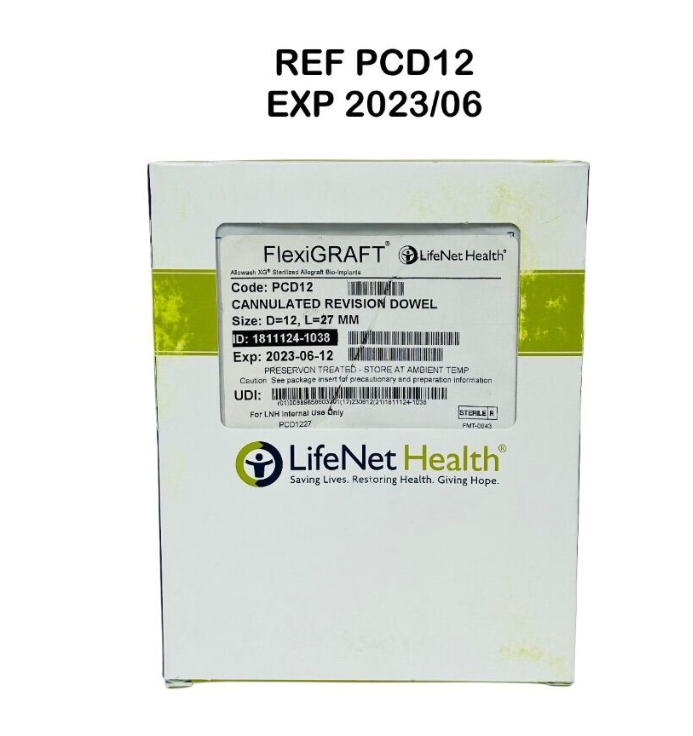 LIFENET HEALTH PCD12 FlexiGRAFT CANNULATED REVISION DOWEL Size: D=12 L=27mm EXP 2023 06