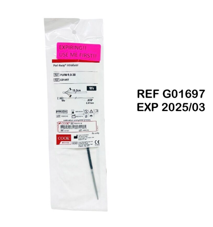 COOK MEDICAL G01697 Peel-Away Introducer 9 FR EXP 2025 03
