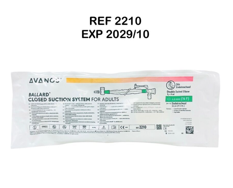 AVANOS MEDICAL 2210 Double Swivel Elbow BALLARD CLOSED SUCTION SYSTEM FOR ADULTS 14Fr.  EXP 2029 10