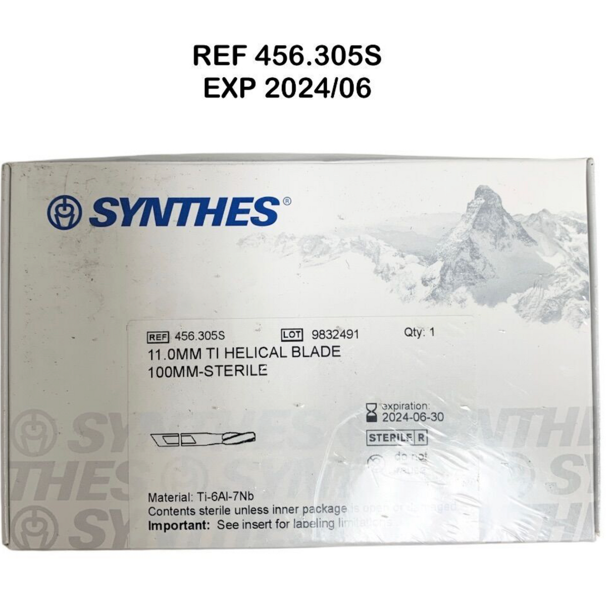 SYNTHES 456.305S 11.0MM TI HELICAL BLADE 100MM STERILE EXP 2024 06