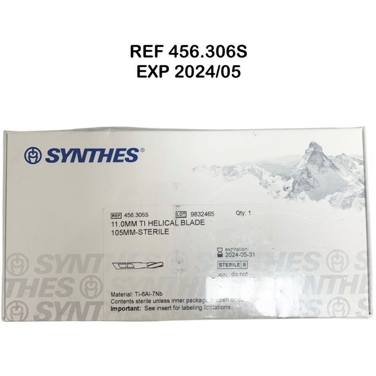 SYNTHES 456.306S 11.0MM TI HELICAL BLADE 105MM STERILE EXP 2024 05