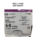 COVIDIEN L-1740K Polysorb Braided Absorbable Suture 6-0 0.7 Metic 8" 20 cm VIOLET EXP 2025 07