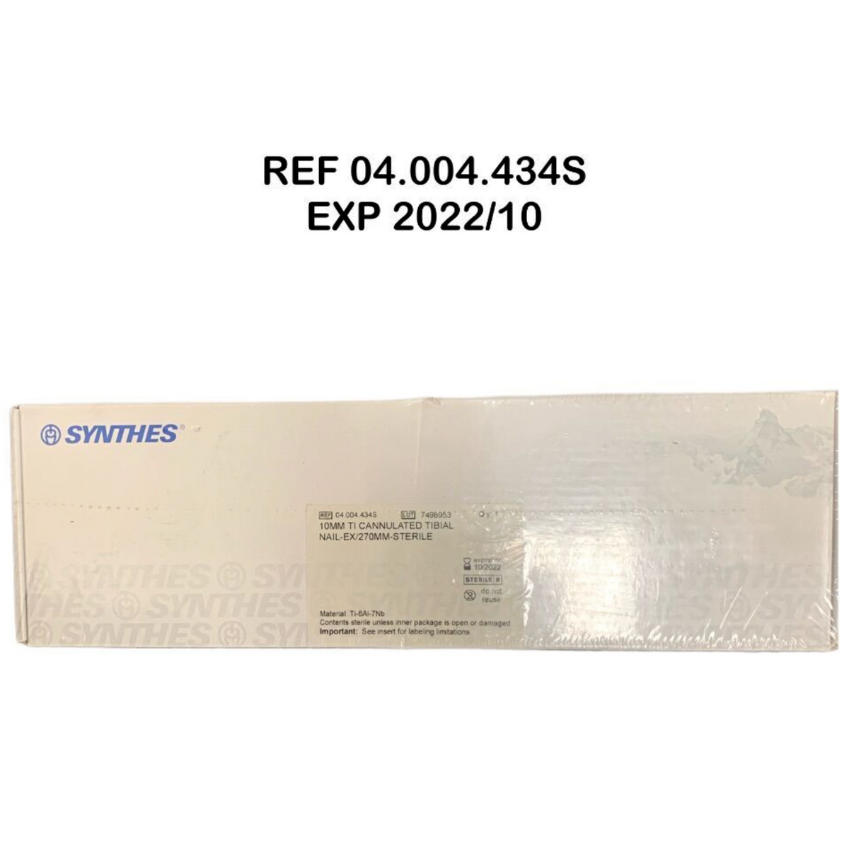 SYNTHES 04.004.434S 10MM TI CANNULATED TIBIAL NAIL EX/270MM STERILE EXP 2022 10