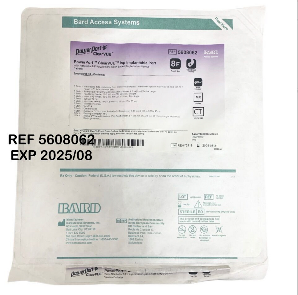 BARD 560802 PowerPort ClearVUE isp Implantable Port EXP 2025 08