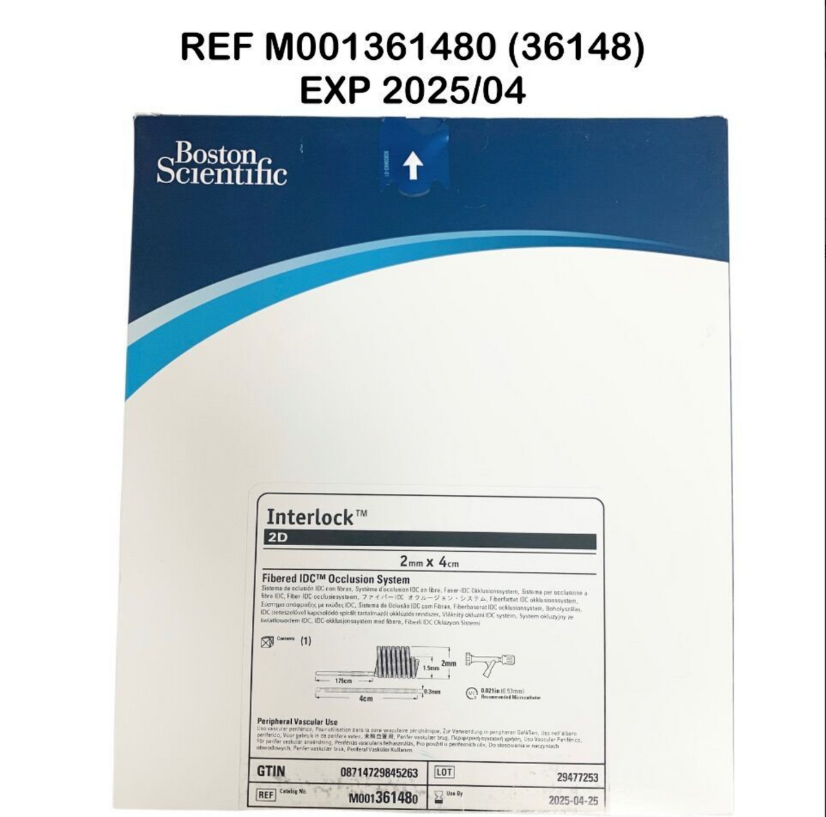 BOSTON SCIENTIFIC M001361480 (36148) Interlock 2D 2mm x 4cm Fibered IDCM Occlusion System EXP 2025 04