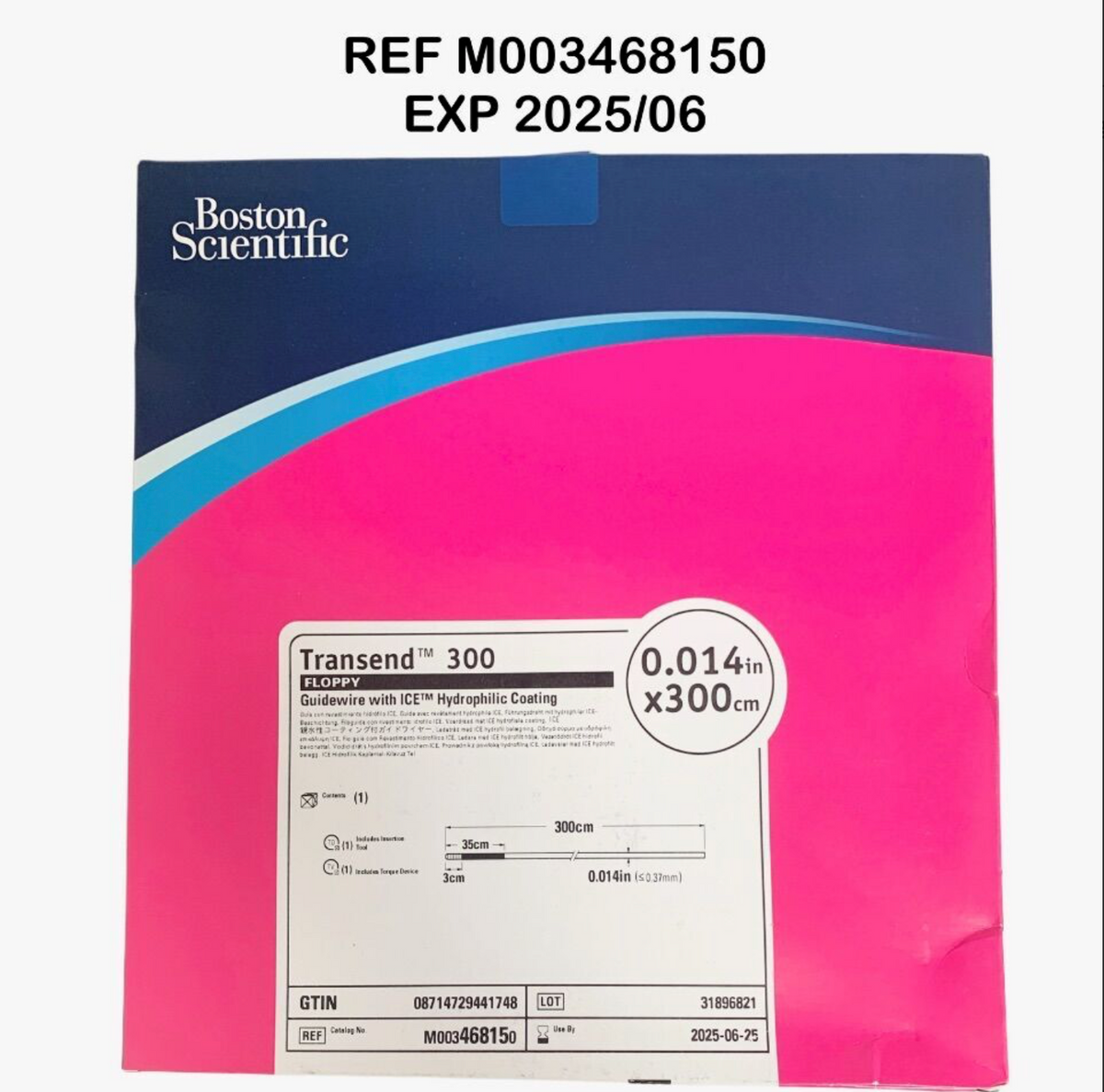 BOSTON SCIENTIFIC M003468150 Transend 300 FLOPPY Guidewire with ICETM Hydrophilic Coating 0.014in x 300cm EXP 2025 06