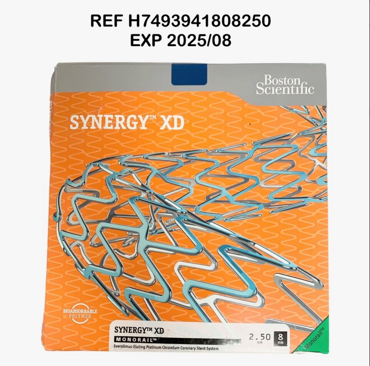 BOSTON SCIENTIFIC H7493941808250 SYNERGYM XD MONORAIL Everolimus-Eluting Platinum Chromium Coronary Stent System 2.50 mm x 8mm EXP 2025 08