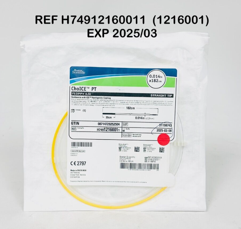 BOSTON SCIENTIFIC H74912160011 (1216001) ChoICE PT FLOPPY (LS) STRAIGHT TIP Guidewire with ICE Hydrophilic Coating 0.014in X 182cm EXP 2025 03