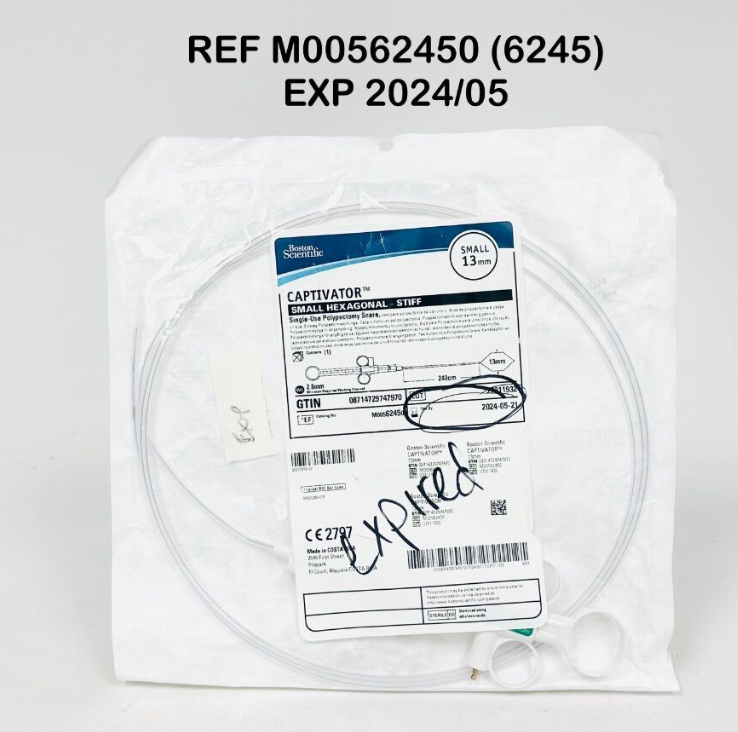 BOSTON SCIENTIFIC M00562450 (6245) CAPTIVATOR SMALL HEXAGONAL  STIFF Single-Use Polypectomy Snare SMALL 13 mm EXP 2024 05