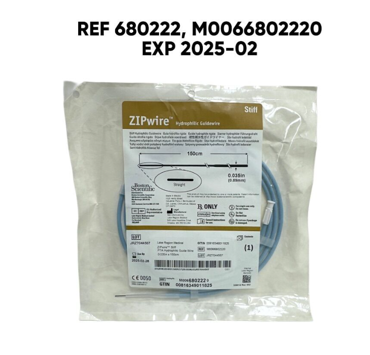 ABBOTT 680222 (MO066802220) ZIPwire Stiff PTA Hydrophilic Guide Wire 0.035in x 150cm EXP 2025 02
