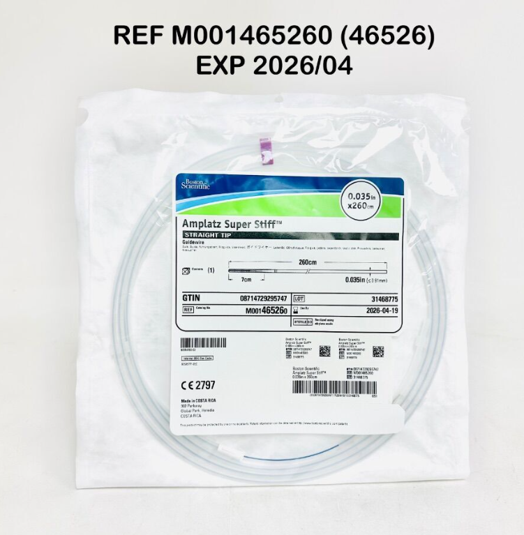 BOSTON SCIENTIFIC M001465260 (46526) Amplatz Super Stiff STRAIGHT TIP Guidewire 0.035 in x 260cm EXP 2026 04