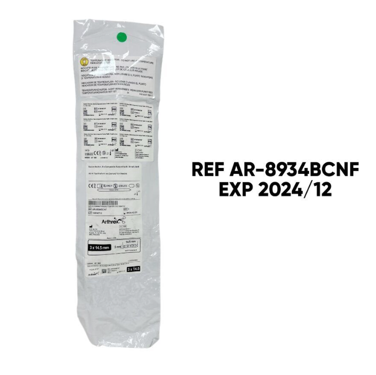 ARTHREX AR-8934BCNF Suture Anchor BioComposite SutureTak Small Joint With #1 FiberWire with two Diamond Point Needles EXP 2024 12
