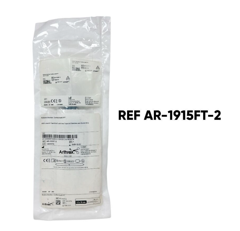 ARTHREX AR-1915FT-2 Suture Anchor Corkscrew FT With one #1 FiberWire with two Tapered Needles and Guide Wire EXP 2026 12