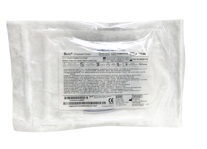 BARD 072226 Channel Drain 10 Fr Round Hubless Full Fluted Silicone Surgical Drain Exp 2022 12