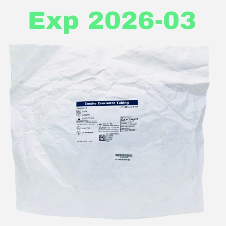 COOPER SURGICAL 6084 Smoke Evacuator Tubing 1/2" OD x 3/8" ID Latex Free Exp.2026 03