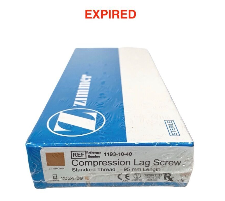 ZIMMER 1193-10-40 Biomet Compression Lag Screw Standard Thread 95mm Length Exp.2024 09
