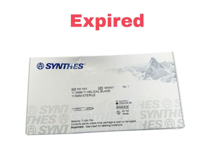 SYNTHES 456.308S 11.0mm Titanium Helical Blade 115mm Sterile Orthopedic Implant Exp.2024 04
