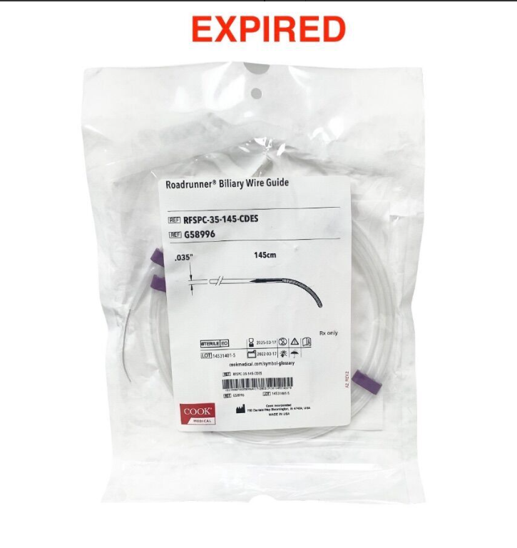 COOK MEDICAL G58996 Roadrunner Biliary Wire Guide 035 145cm Endoscopy Device Flexi Tip EXP 2025 03