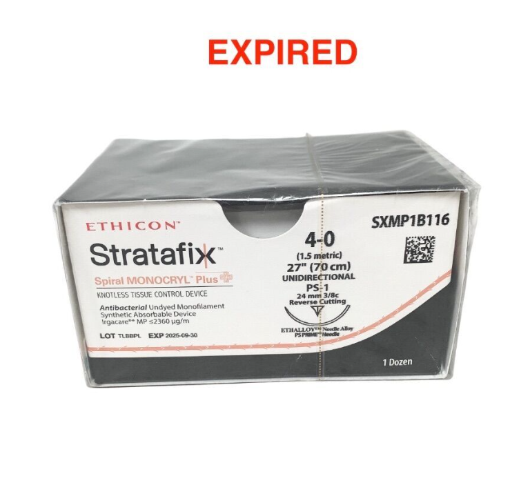 ETHICON SXMP1B116 Stratafix 4-0 27 Spiral Monocryl Plus Sutures 12ct Absorbable EXP.2025 09