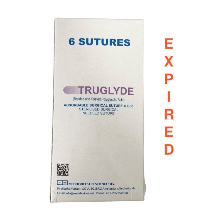 MEDDEVICES LIFESCIENCES IT202352 Healthium Truglyde 2 0 Absorbable Suture Polyglycolic Acid 26.5mm 5 8 Round 6 Pack EXP.2025 09