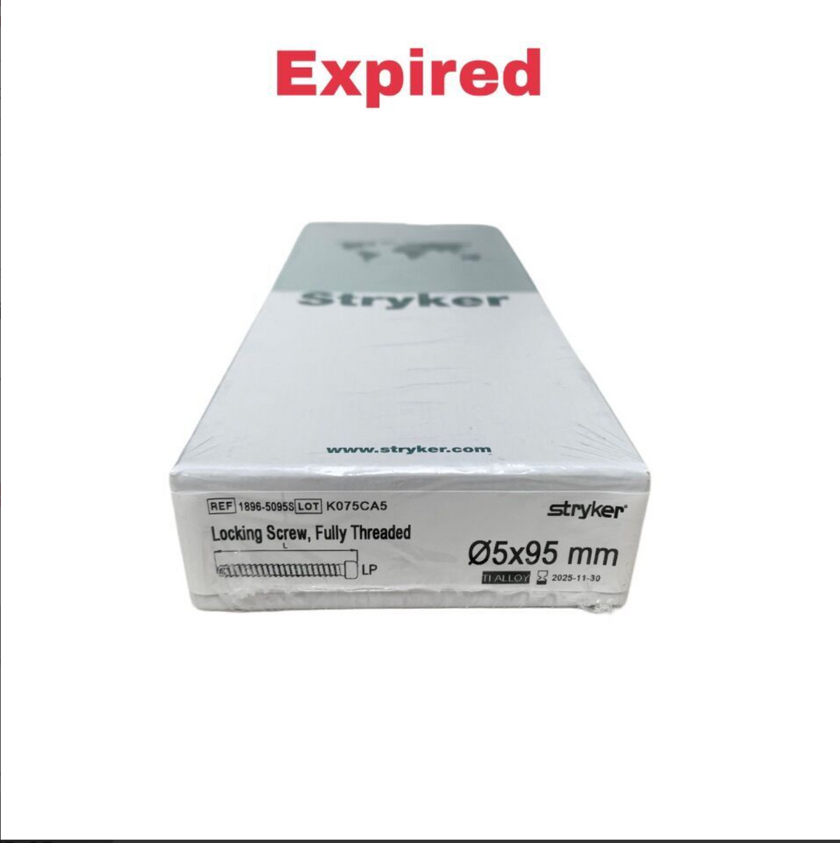 STRYKER 1896-5095S Fully Threaded Locking Screw 5x95mm Titanium Orthopedic Implant Exp 2025 11