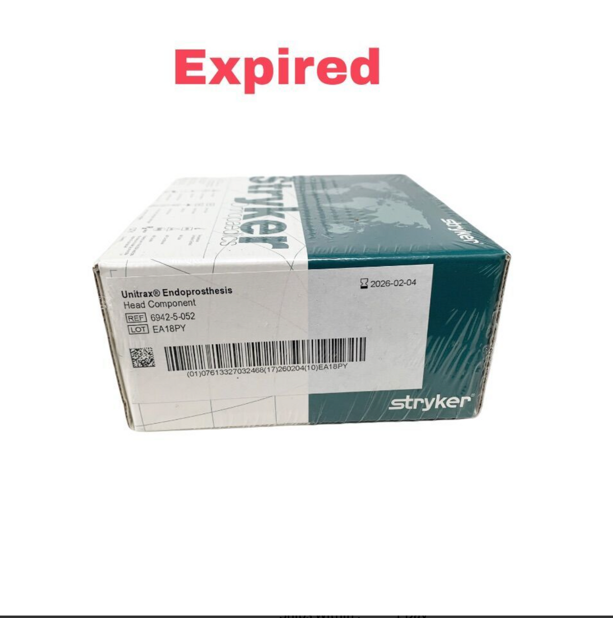 STRYKER 6942-5-052 Unitrax Endoprosthesis Head Component 52mm OD Vitallium Alloy Exp 2026 02
