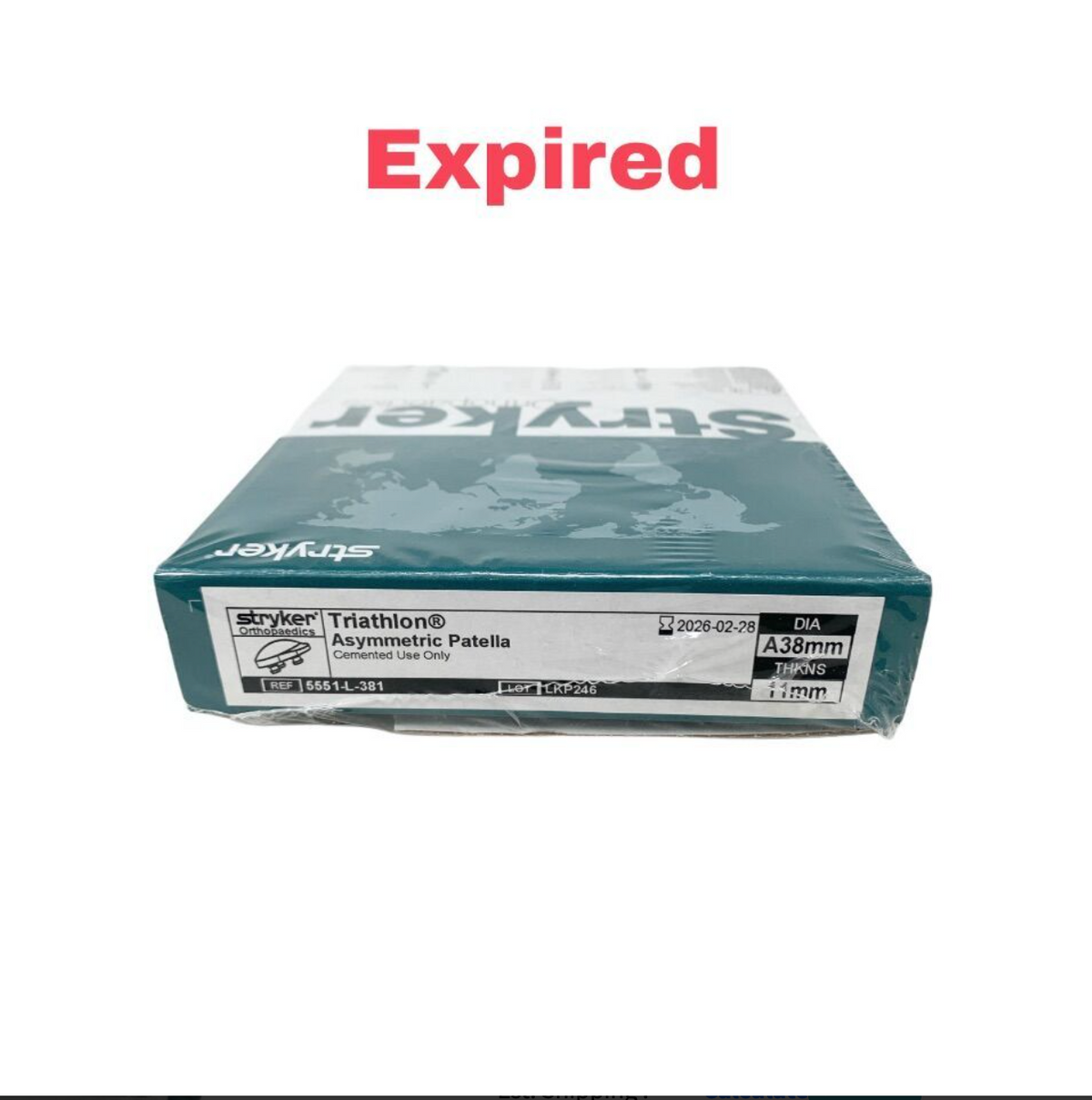 STRYKER 5551-L-381 Triathlon Asymmetric Patella A38mm 11mm Cemented Exp 2026 02