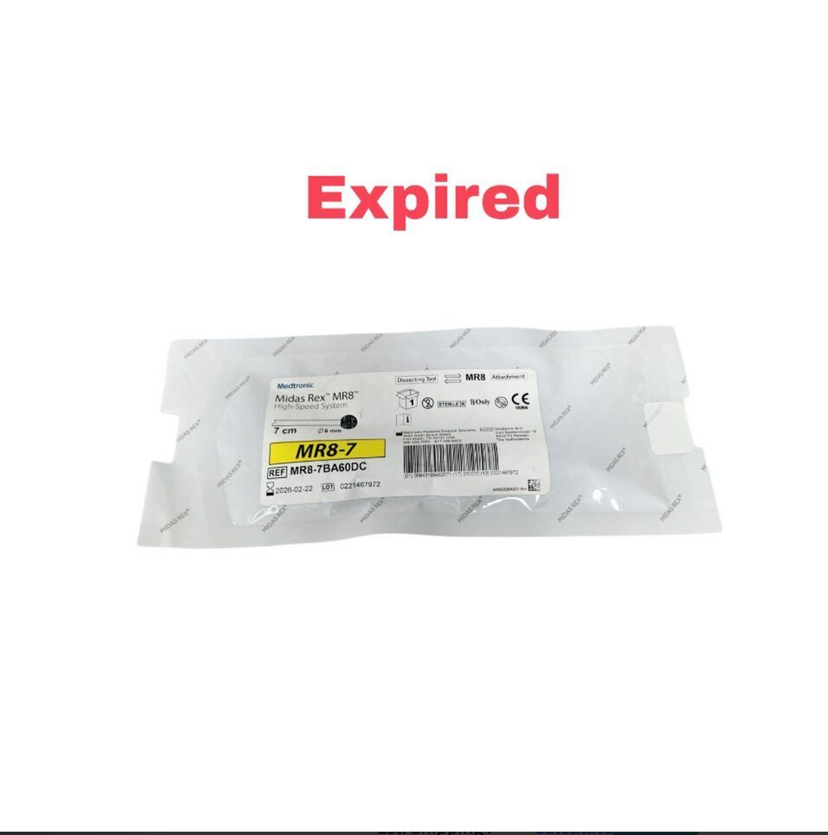 MEDTRONIC MR8-7BA60DC Midas Rex MR8-7 7cm 6mm Dissecting Tool Exp 2026 02