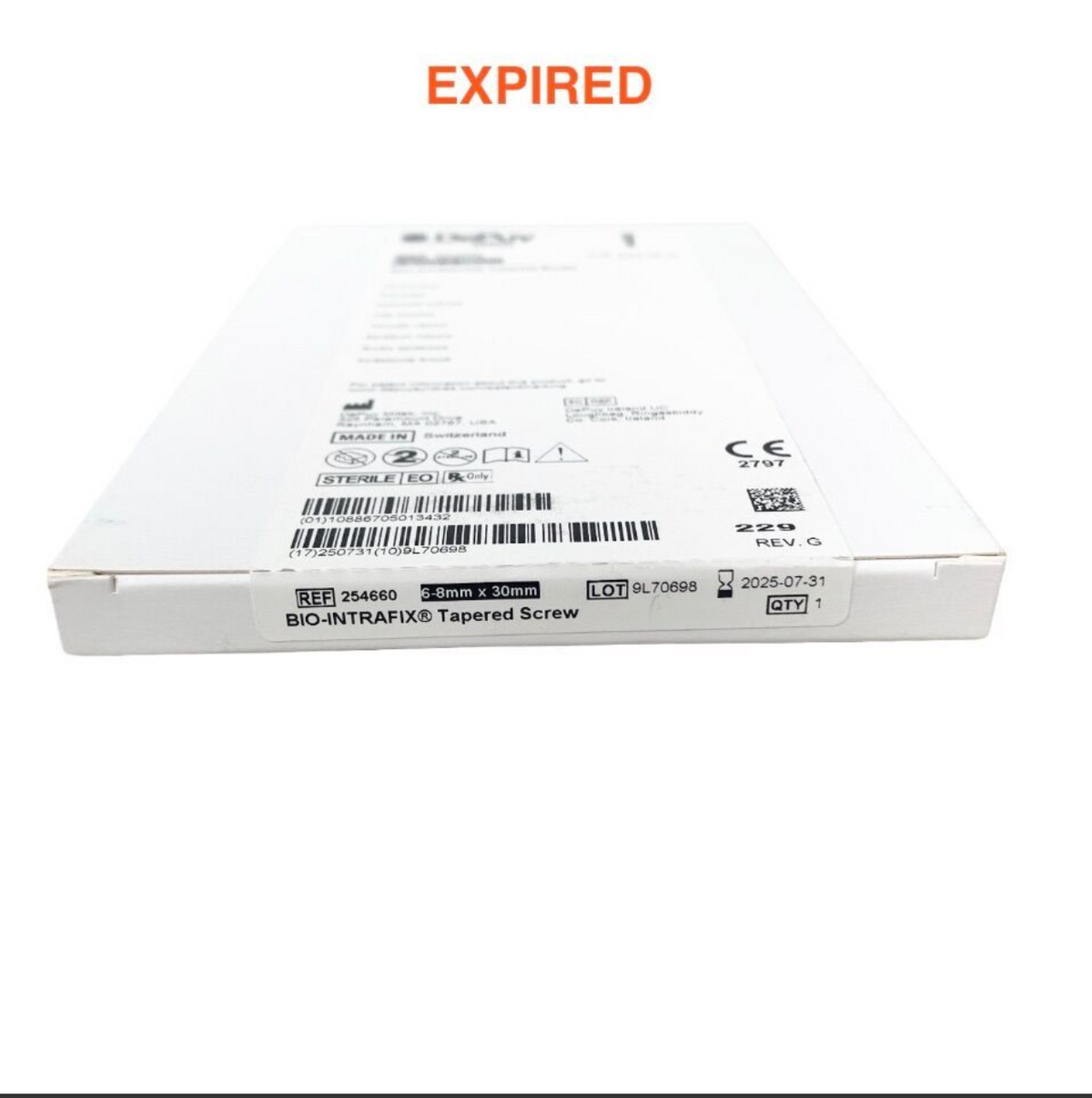 DEPUY MITEK 254660 BIO-INTRAFIX TAPERED SCREW 6–8MM X 30MM STERILE ORTHOPEDIC IMPLANT EXP 2025 07