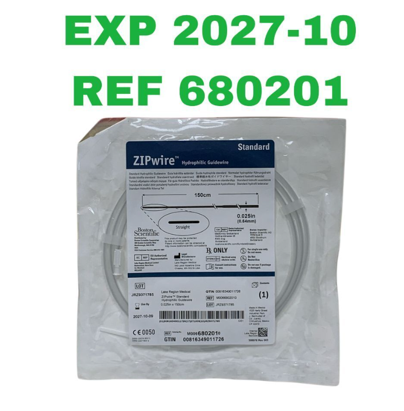 BOSTON SCIENTIFIC M0066802010 ZIPwire Hydrophilic Guidewire Standard Straight 0.025in x 150cm EXP.2027 10