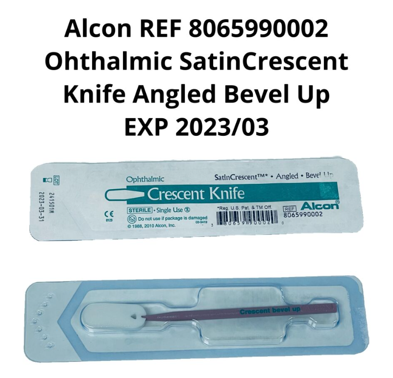 ALCON 8065990002 Ophthalmic SatinCrescent Knife Angled Bevel Up EXP 2023 03